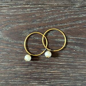 John Wind Gold Hoops with Pearls